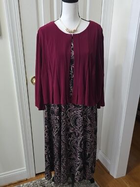 DANNY AND NICOLE WOMEN'S BLACK FLORAL PLUS SIZE TWO PIECE DRESS SIZE 3X